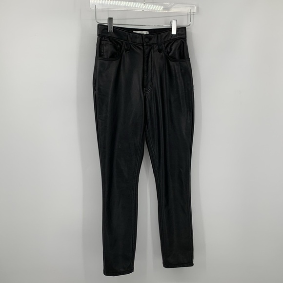 Abercrombie & Fitch High Rise Skinny Curve Love faux leather pant black 25 SHORT - Picture 1 of 4